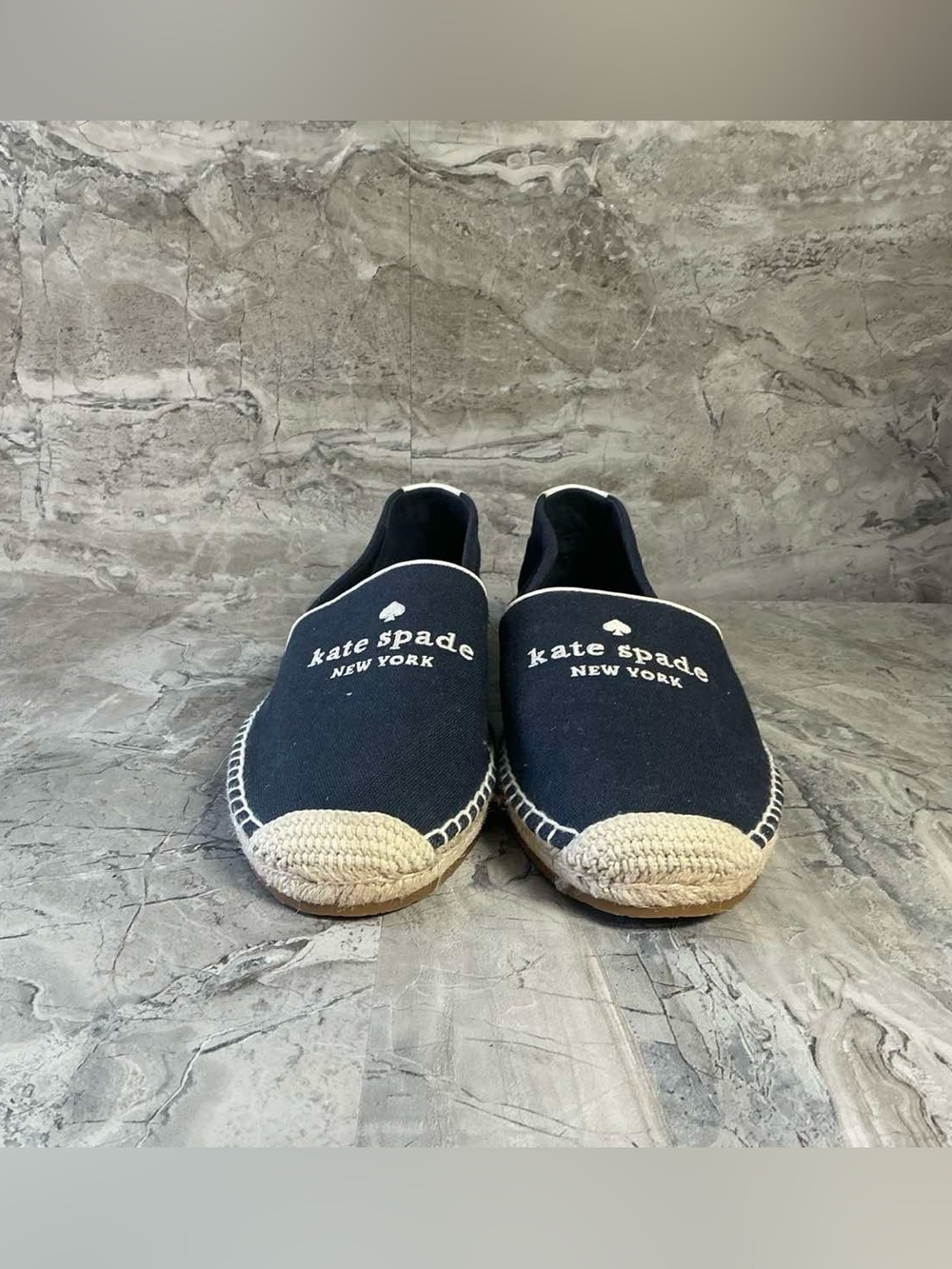 Kate Spade New York Navy Canvas Espadrille Flats Women’s Slip On Shoes - Picture 6 of 8